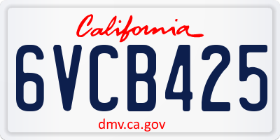CA license plate 6VCB425