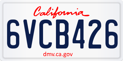 CA license plate 6VCB426