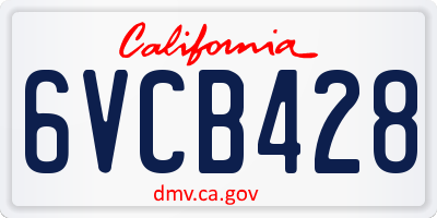 CA license plate 6VCB428