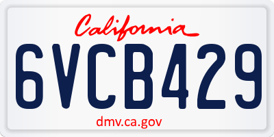 CA license plate 6VCB429