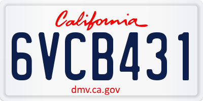 CA license plate 6VCB431