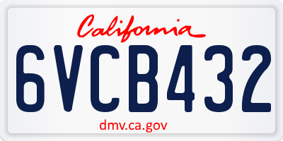 CA license plate 6VCB432