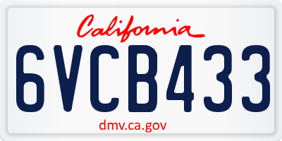 CA license plate 6VCB433