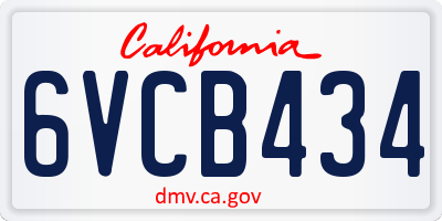 CA license plate 6VCB434