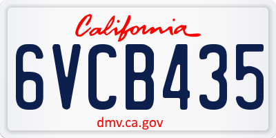 CA license plate 6VCB435