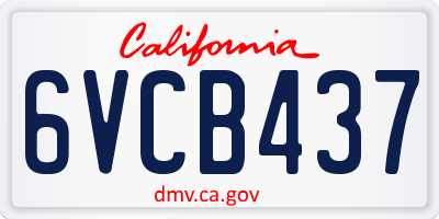 CA license plate 6VCB437