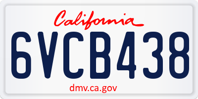 CA license plate 6VCB438