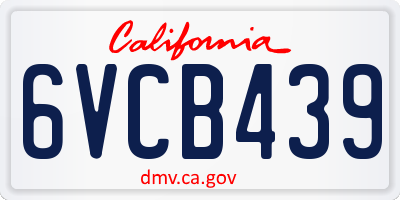 CA license plate 6VCB439