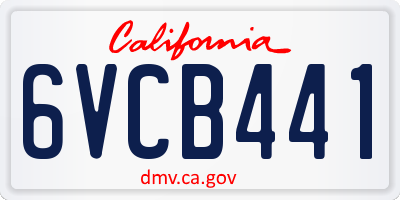 CA license plate 6VCB441