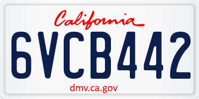 CA license plate 6VCB442
