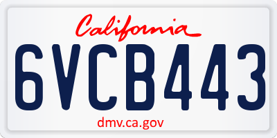 CA license plate 6VCB443