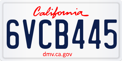 CA license plate 6VCB445