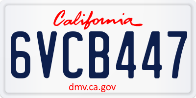 CA license plate 6VCB447