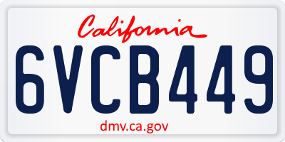 CA license plate 6VCB449