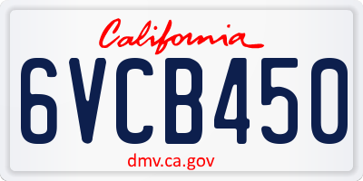 CA license plate 6VCB450