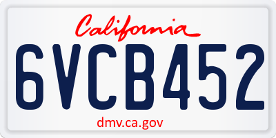 CA license plate 6VCB452