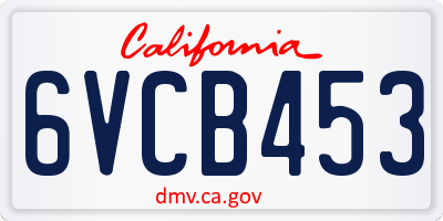 CA license plate 6VCB453