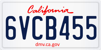 CA license plate 6VCB455
