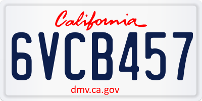 CA license plate 6VCB457
