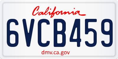 CA license plate 6VCB459