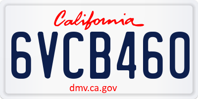 CA license plate 6VCB460