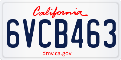 CA license plate 6VCB463