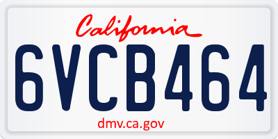 CA license plate 6VCB464