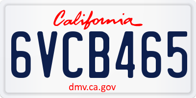 CA license plate 6VCB465