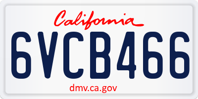 CA license plate 6VCB466