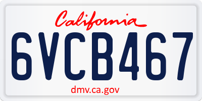CA license plate 6VCB467
