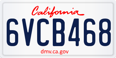 CA license plate 6VCB468