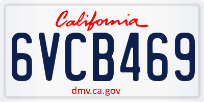 CA license plate 6VCB469