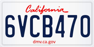CA license plate 6VCB470
