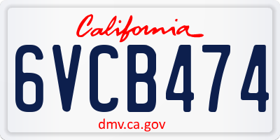 CA license plate 6VCB474