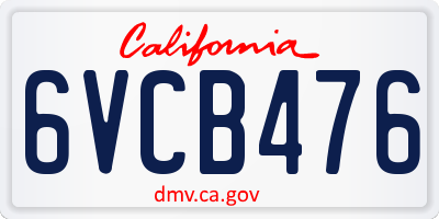 CA license plate 6VCB476