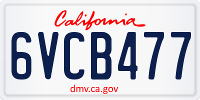 CA license plate 6VCB477