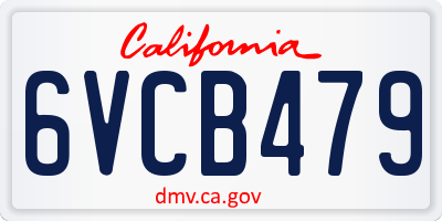 CA license plate 6VCB479