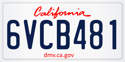 CA license plate 6VCB481