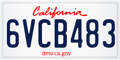 CA license plate 6VCB483