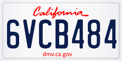 CA license plate 6VCB484