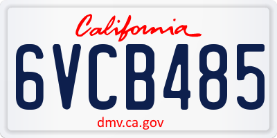 CA license plate 6VCB485