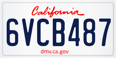 CA license plate 6VCB487