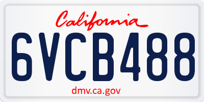 CA license plate 6VCB488