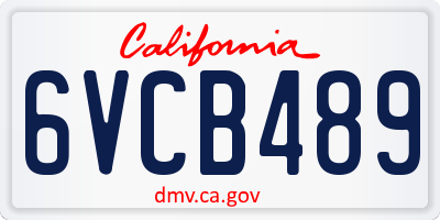 CA license plate 6VCB489