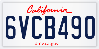 CA license plate 6VCB490