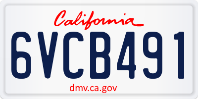 CA license plate 6VCB491