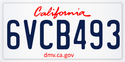 CA license plate 6VCB493