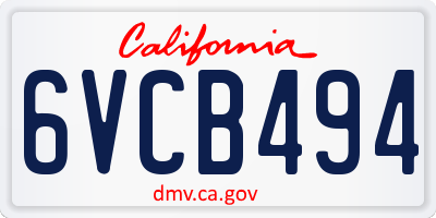 CA license plate 6VCB494