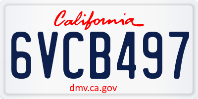 CA license plate 6VCB497