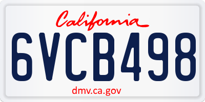 CA license plate 6VCB498